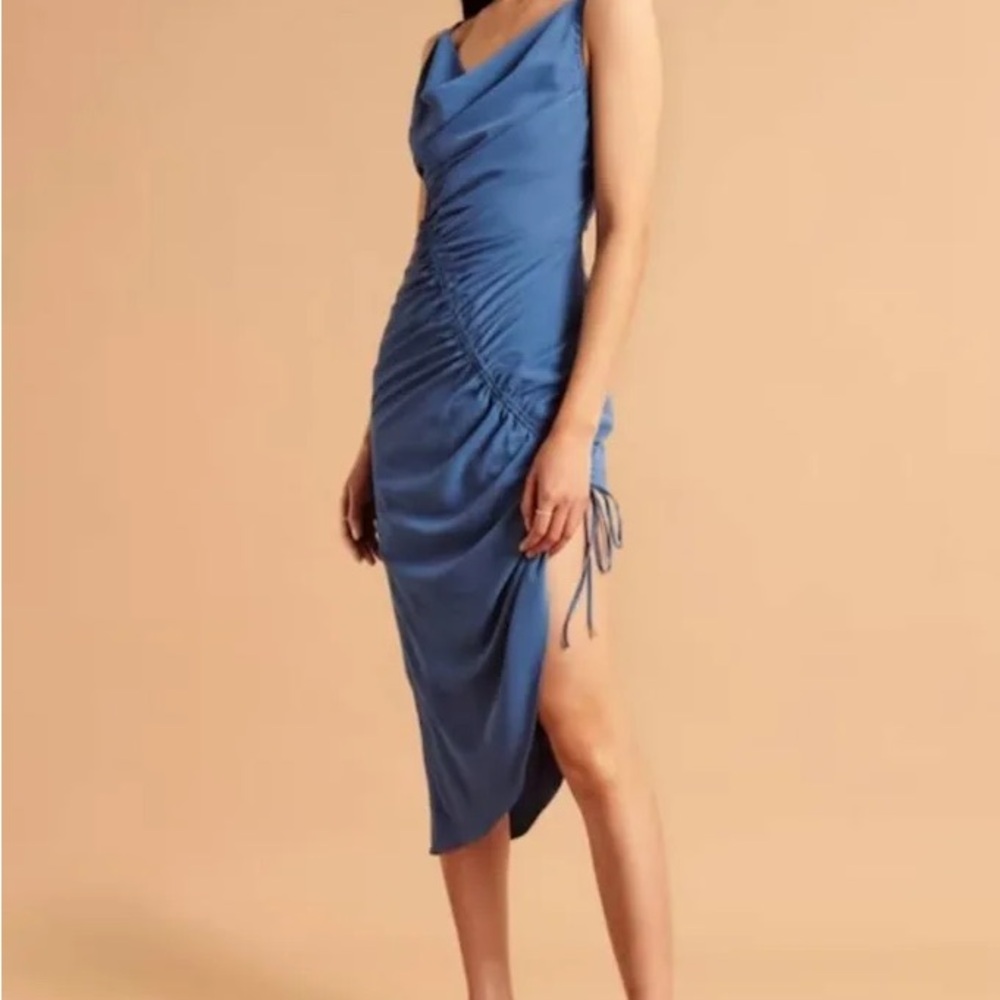 Asymmetrical Cinched MIDI Dress NWT // Sz L
